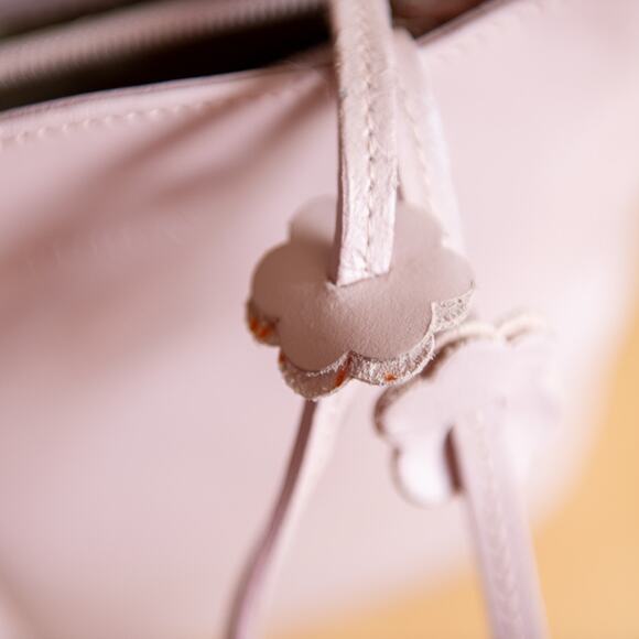 Furla Powder Baby Pink Mauve Lavender Shoulder Bag Leather Bucket Purse Vintage - Picture 5 of 15